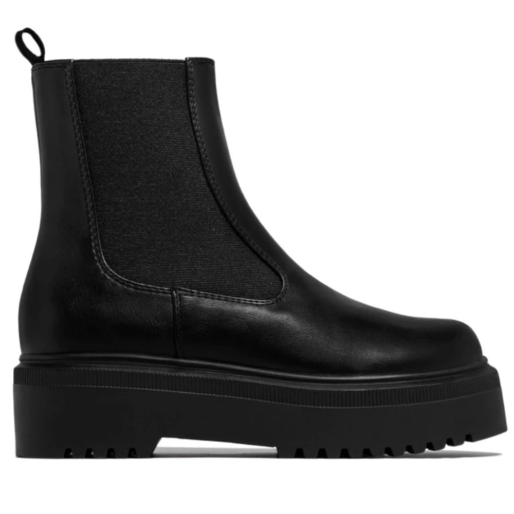 Black Lug Platform Slip On Bootie - Picture 6 of 9